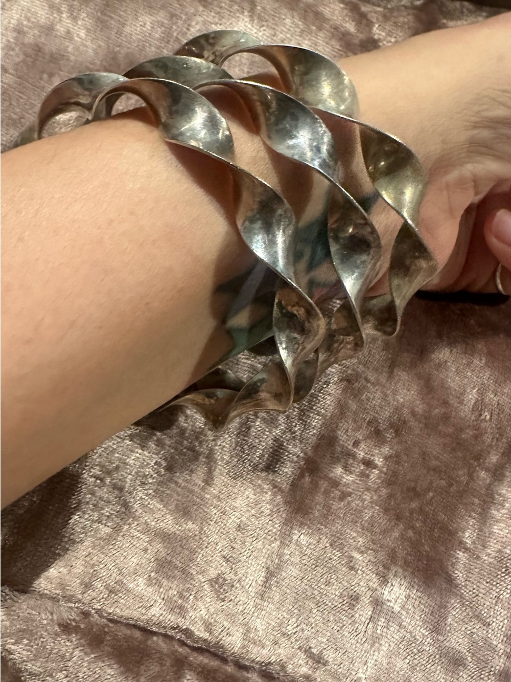 Silver Twisted Bangle Bracelet Set